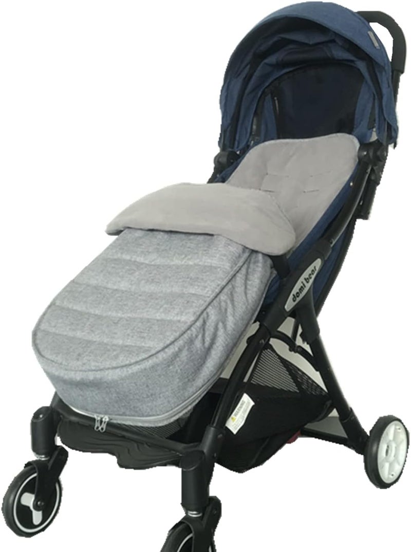 RUIXIA Winter Warm Thick Fleece Baby Stroller Sleeping Bag Detachable Universal Waterproof Toddlers Zipper Closure Windshield Footmuff Newborn Infants Swaddle Blanket Pram Wrap, Grey (BUNBAG10) - Image 1
